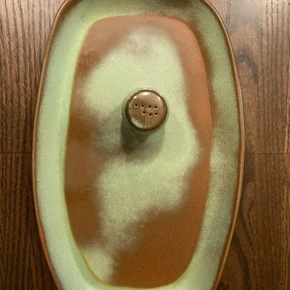 Frankoma Prairie Green Steak Platter & Pepper Shaker Farmhouse Western Irish - Picture 10 of 10